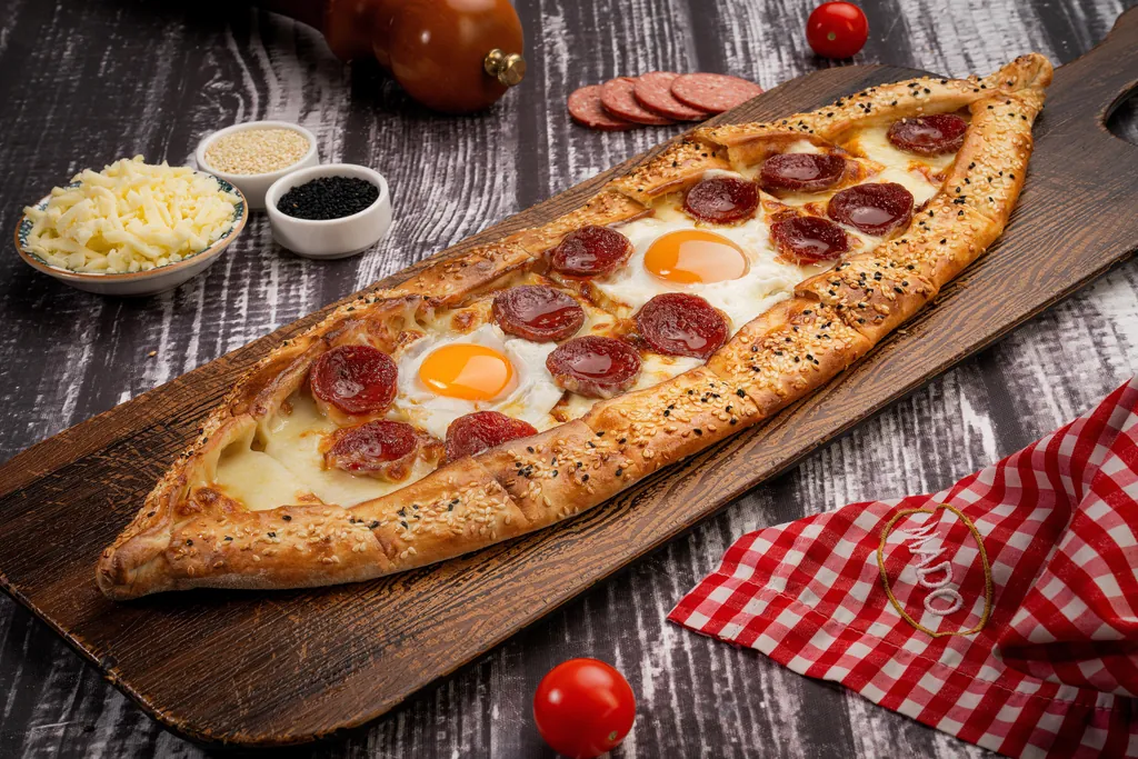 Sausage Eggs with Cheese Pide
